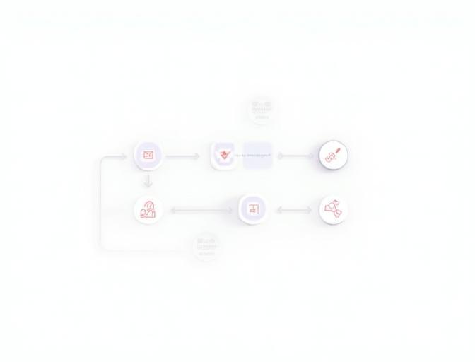 Schéma interactif ou graphique représentant les étapes d'un processus d'audit financier, avec des flèches et des icônes pour chaque phase (analyse, croisement, filtrage, évaluation, priorisation). Dominance des couleurs de marque.