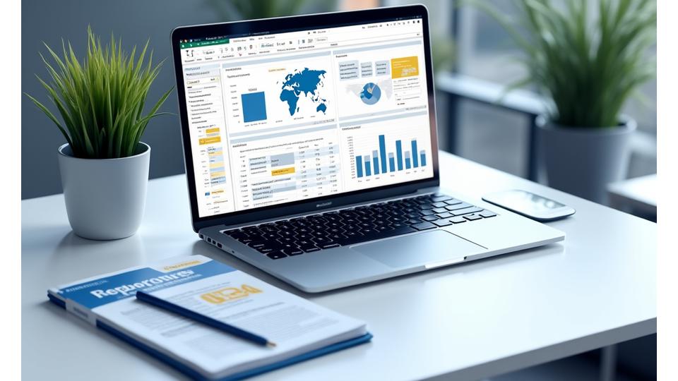Capture d'écran de l'interface d'un rapport financier complet avec graphiques et données.