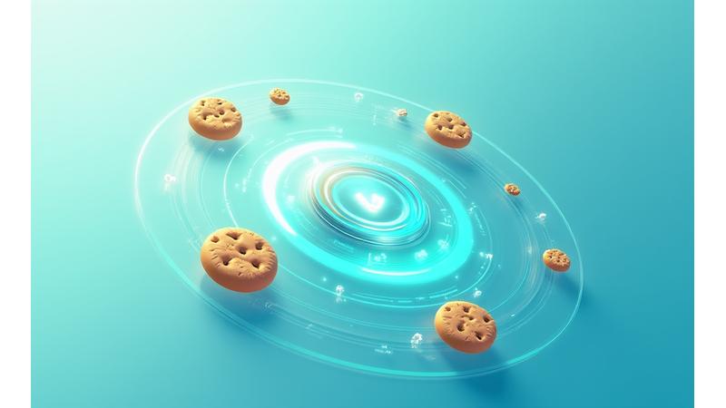 Illustration abstraite de cookies numériques et de mécanismes de consentement